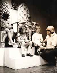 The birthday children get their certificates from “Uncle Norman” c1972