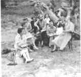 Scenes from 1952 British Drama League Drama School at Narrabeen National Fitness Camp Winifred Hindle (far right) and students.